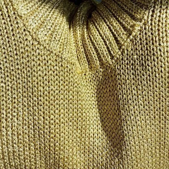 Lauren by Ralph Lauren Petites Gold Metallic Knit Turtleneck Sweater - Picture 11 of 13